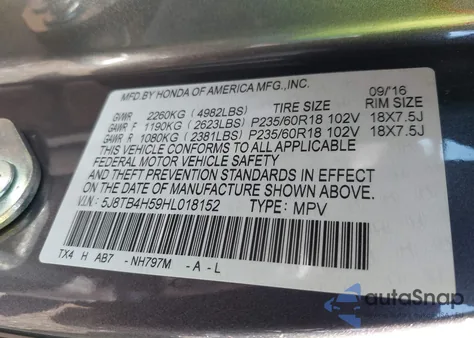 2017 Acura Rdx Technology Acurawatch Plus Packages/W/Technology Package из США, поврежденный, VIN 5J8TB4H59HL018152